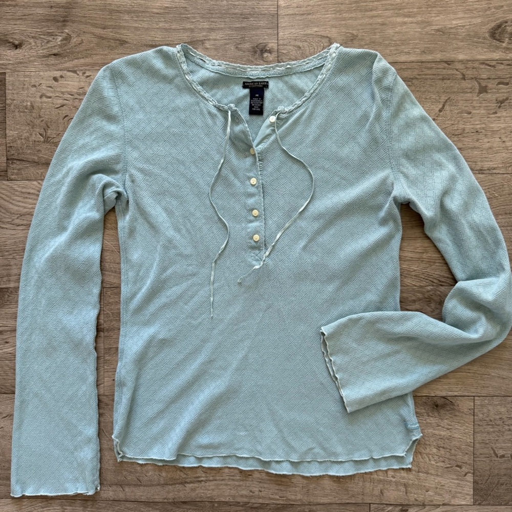 Vintage Y2K American Eagle Outfitters Soft Mint Long Sleeve Tee